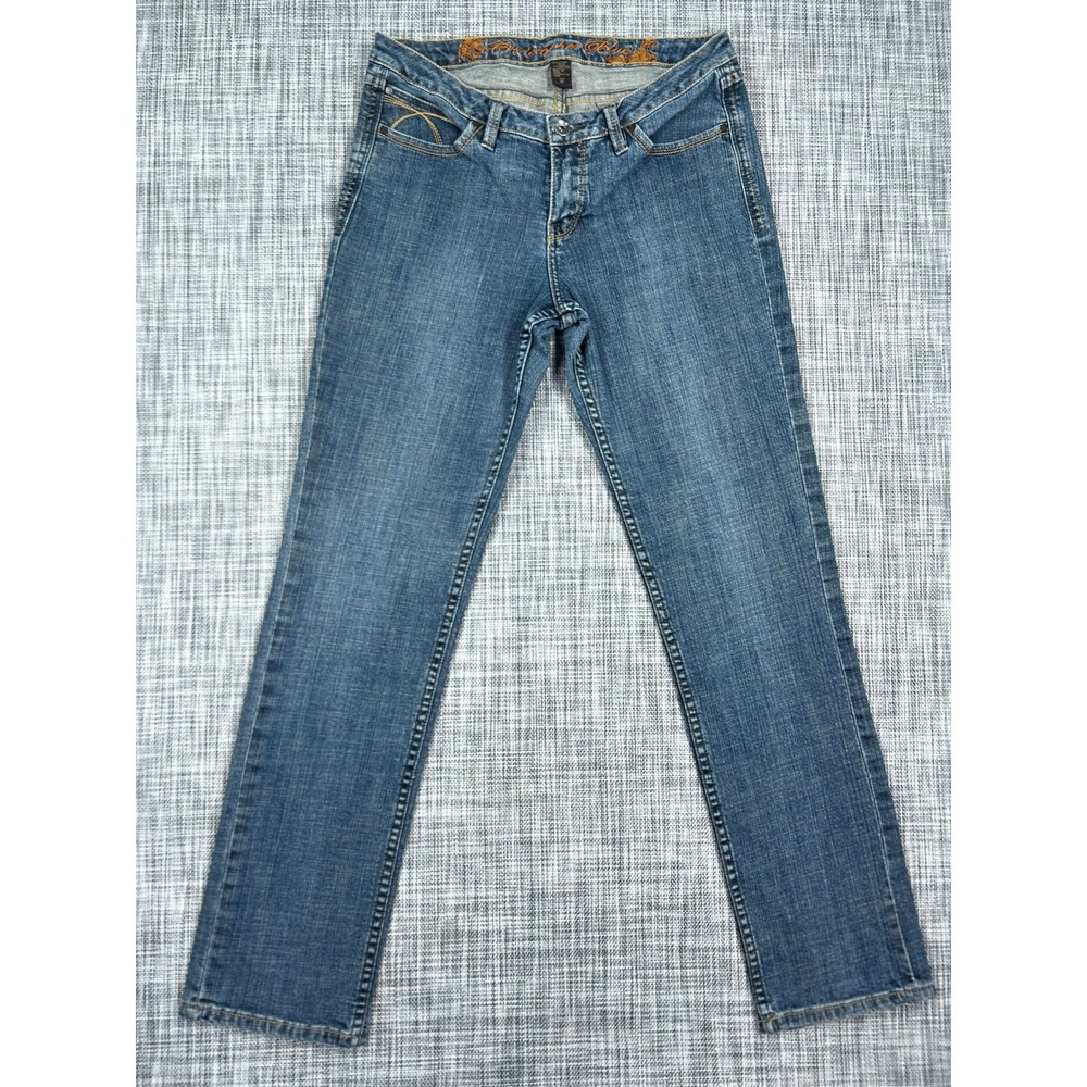 Christopher Blue Womens Jeans 10 Blue Straight Leg Stretch Embroidered Pockets